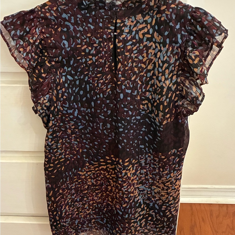 Express Multicolor Ruffle Sleeve Blouse - Picture 2 of 5